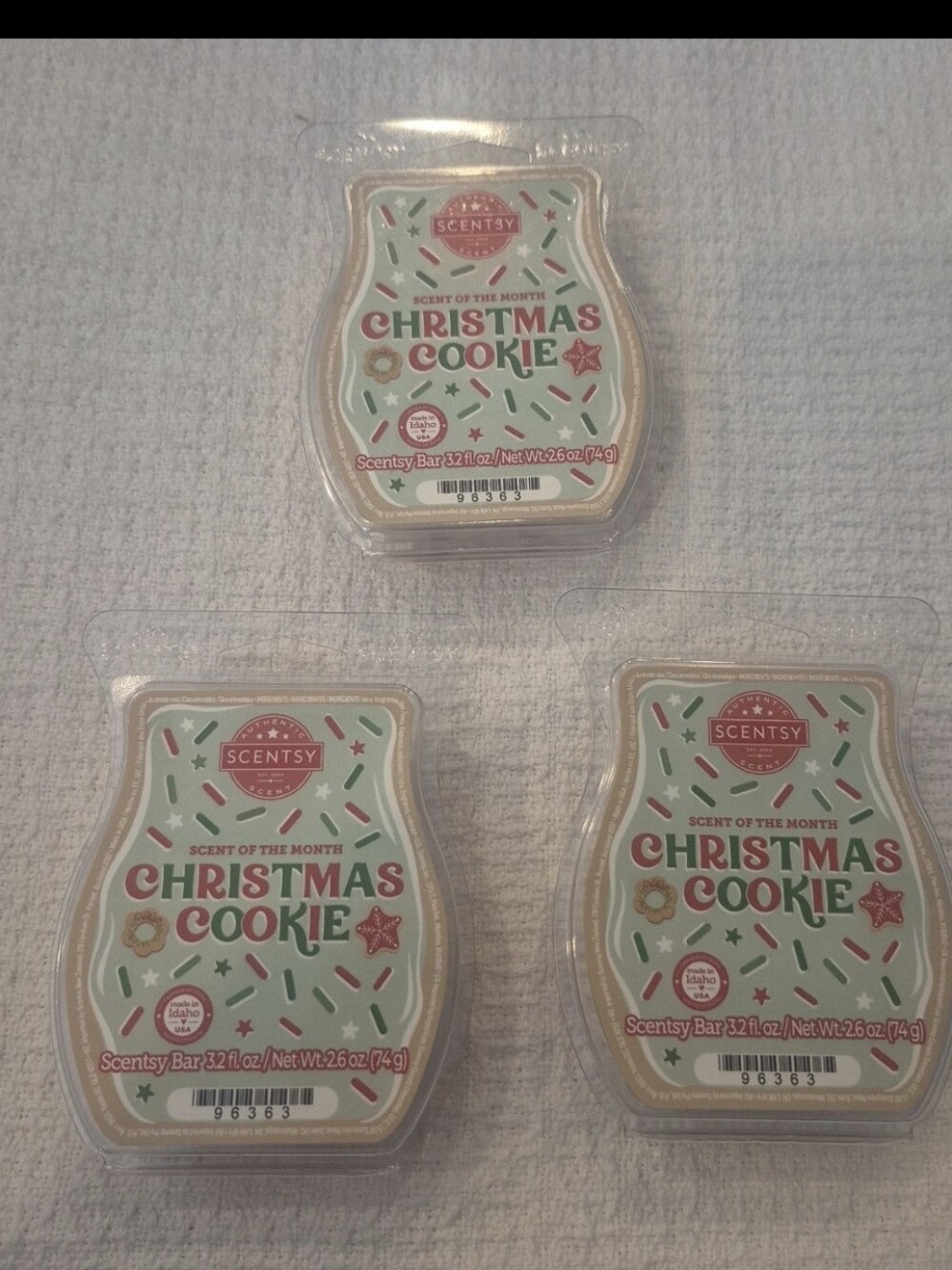 Scentsy Christmas Cookie Wax Bars- Lot Of 3 NEW